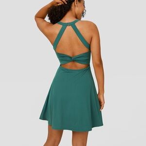 Halara NWT Backless Twisted Active Dress Easy-Peezy Edition - spruce pine/green